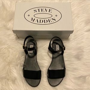Steve Madden Black Leather Sandals